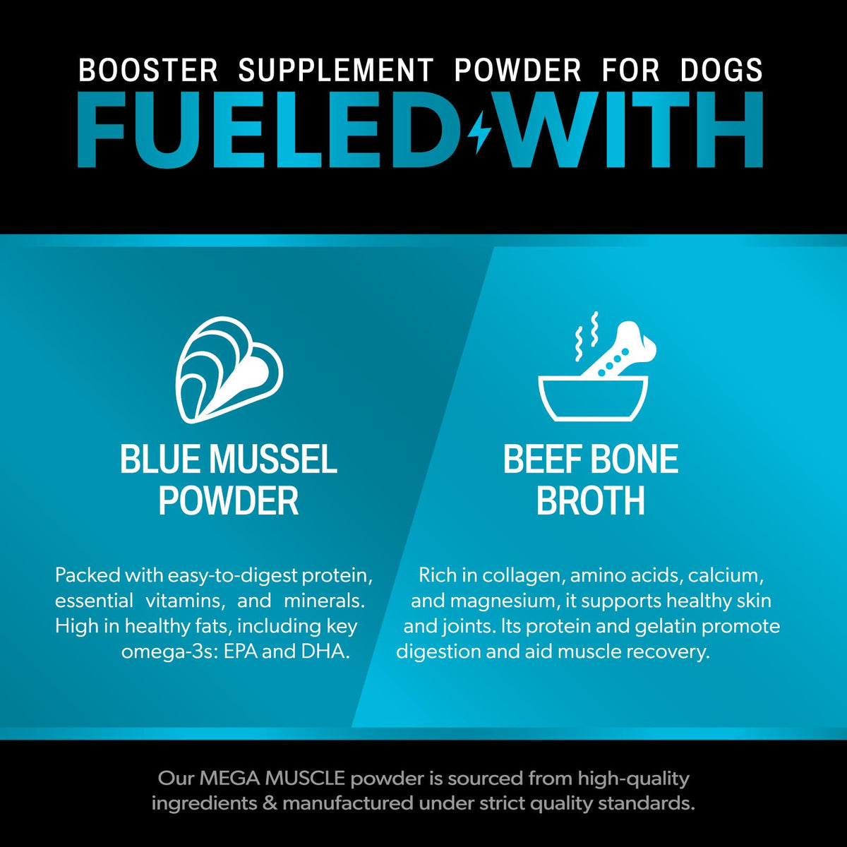 Dog Muscle Support Powder Blue Mussel Bone Broth Food Topper 3.2 oz C26502