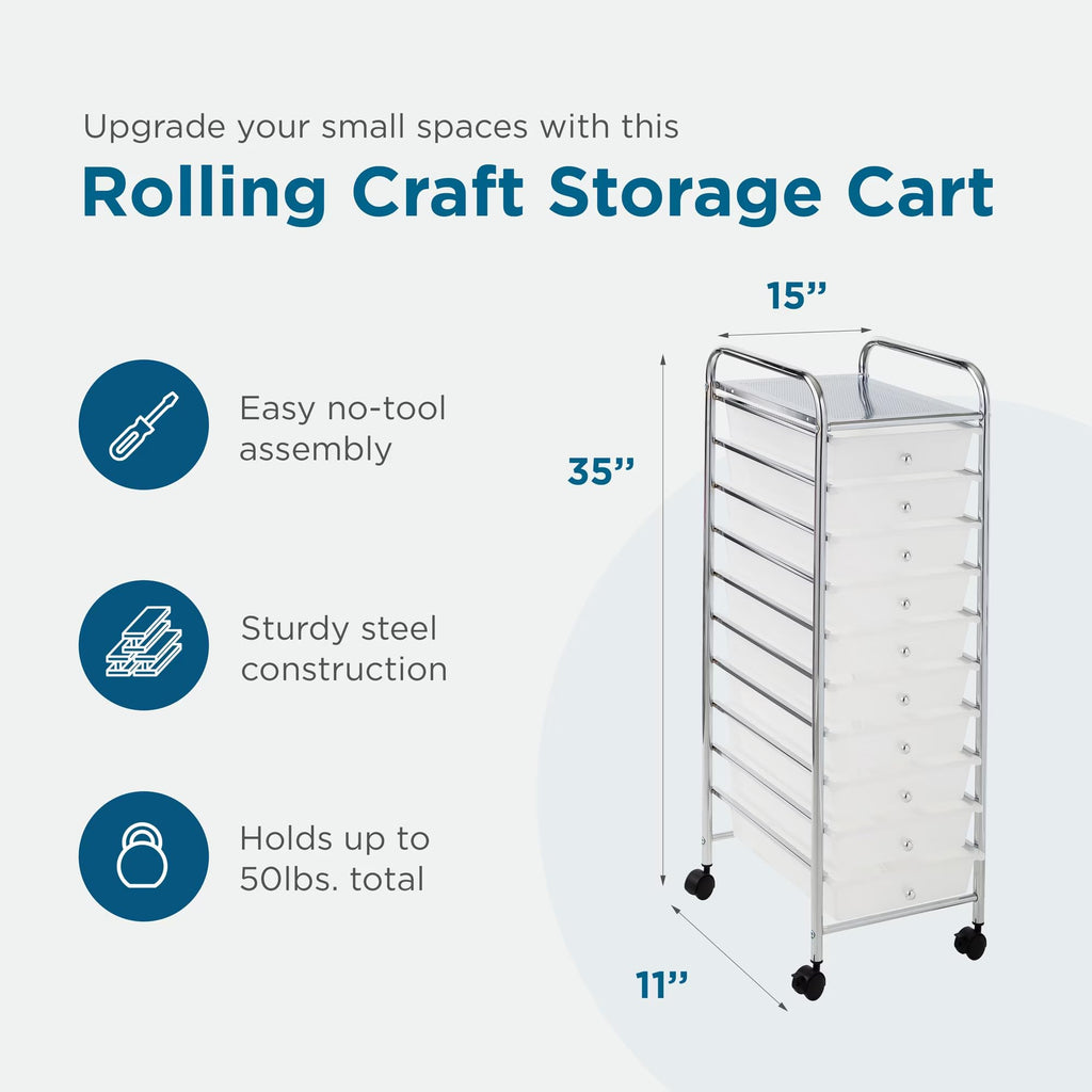 10 Drawer Rolling Craft Cart V919