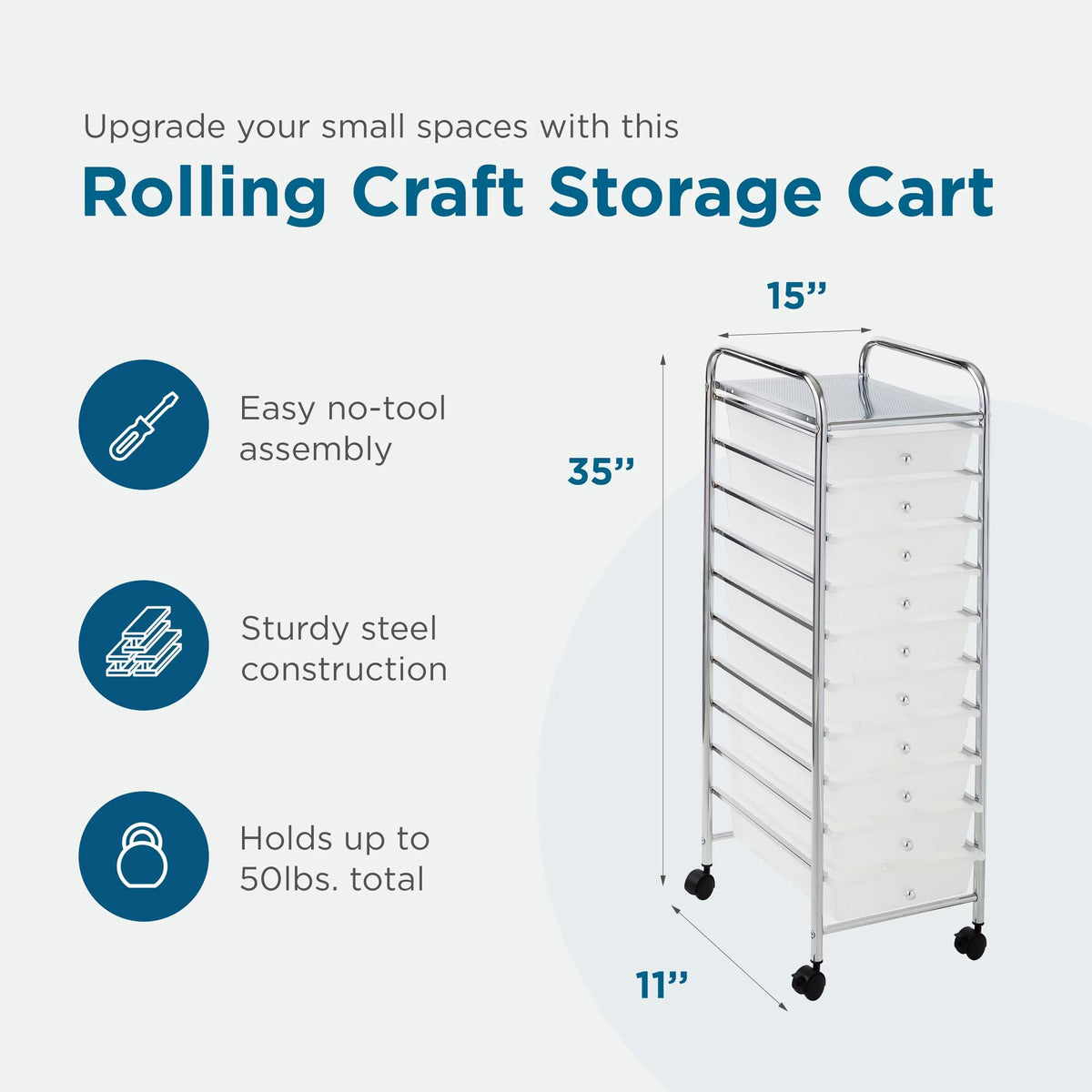 10 Drawer Rolling Craft Cart V919