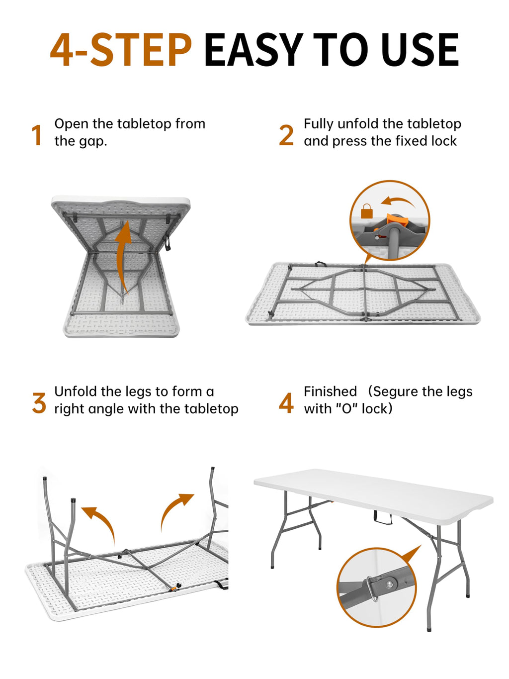 6Ft Heavy Duty Portable Plastic Folding Table W188