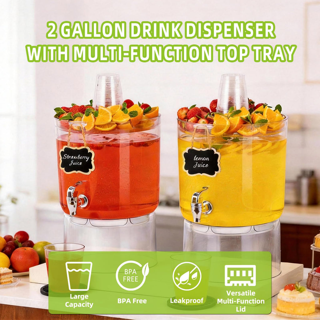 2 Gallon Drink Dispenser with Multi-Function Lid M8542