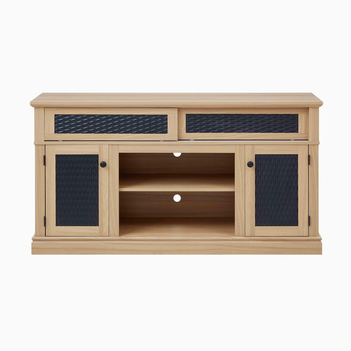 58 Inch Light Oak TV Stand with Sliding Doors K29830