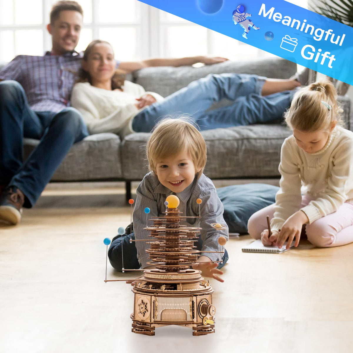 3D Wooden Puzzle Mechanical Building Set 8 Orbiting Planets E20045