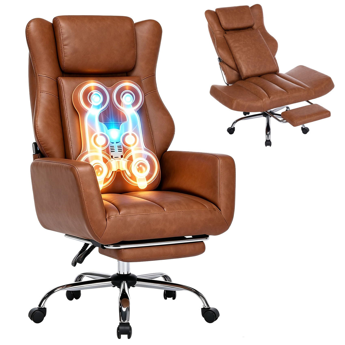 Brown Faux Leather Massage Office Chair Q6806