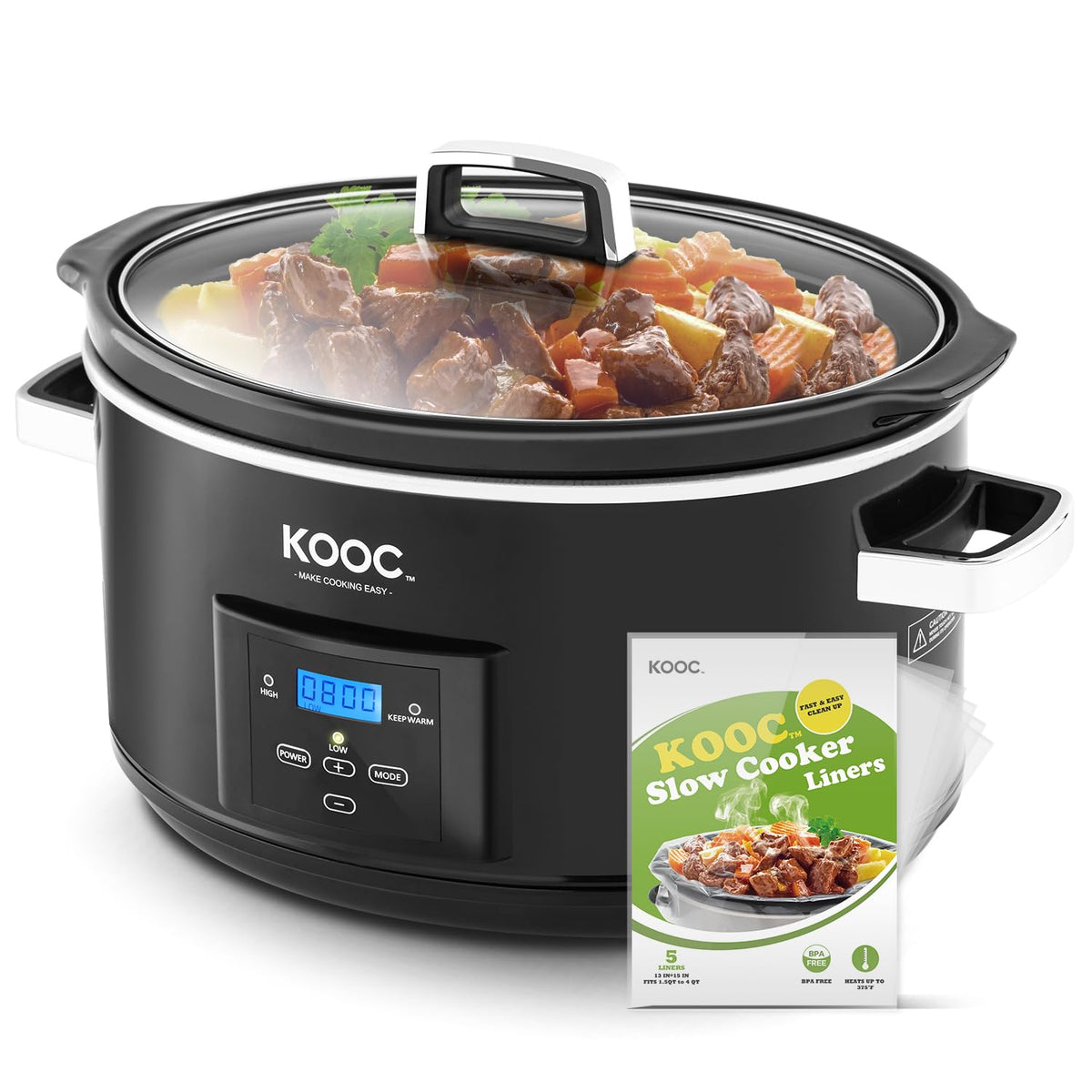 8.5-Quart Programmable Slow Cooker with Digital Countdown Timer, Black, Oval Q25447
