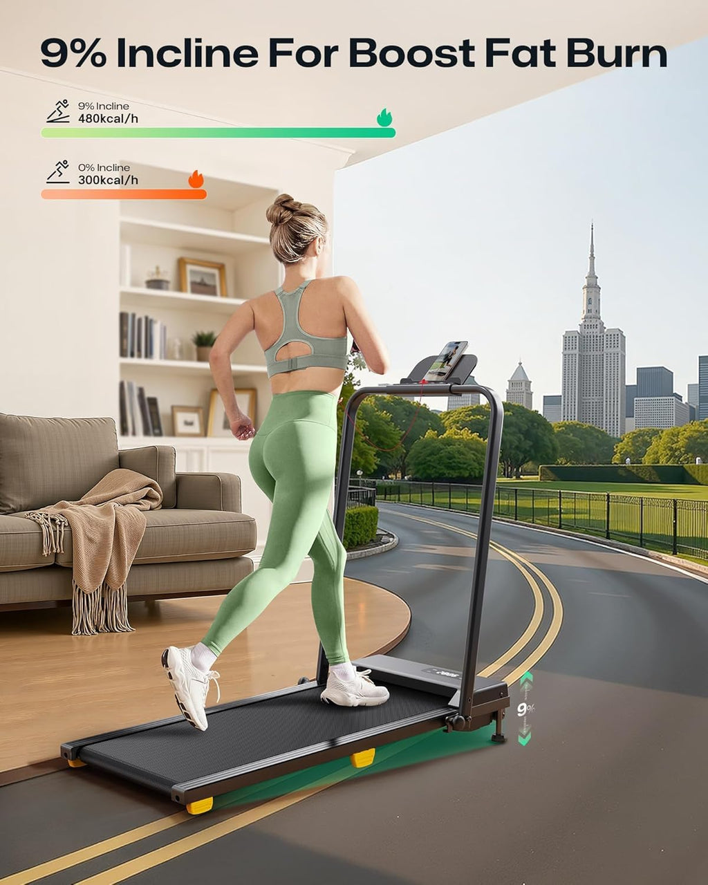 2.5HP Portable Walking Treadmill with Incline F8682
