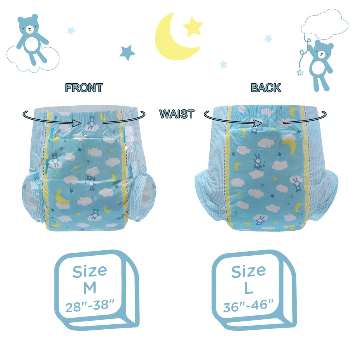 Adult Printed Diaper 10 Pieces Medium U9523