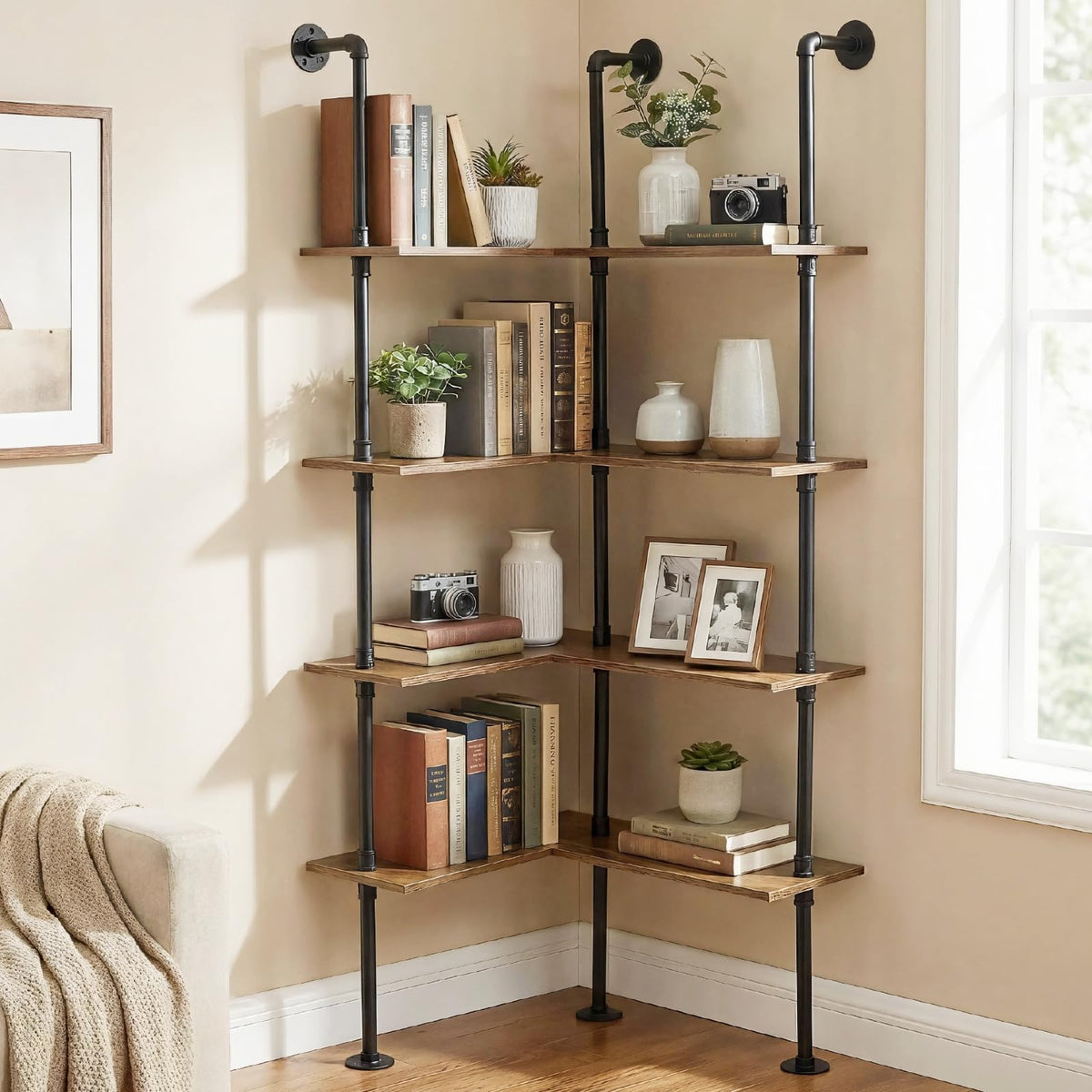 Industrial Pipe Corner Bookshelf I3201