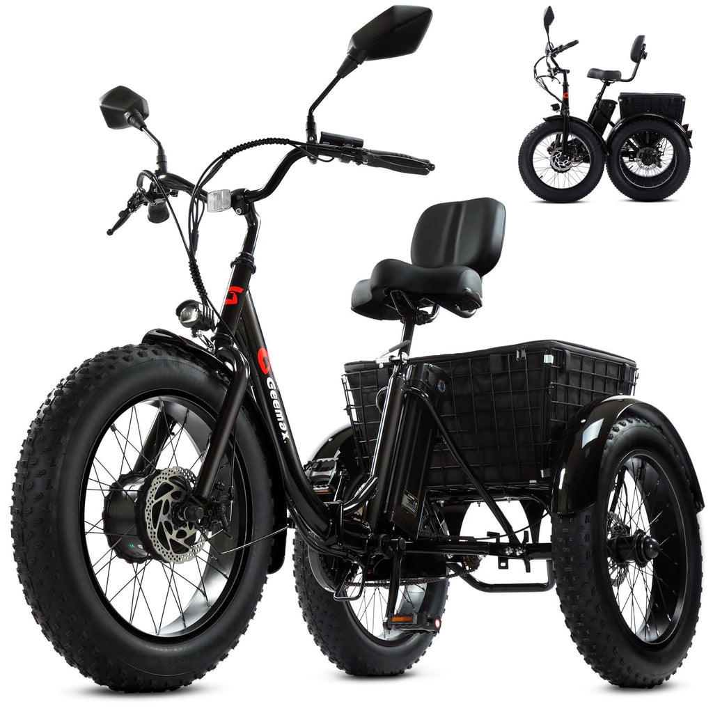 Folding Electric Tricycle for Adults, 20"x4" Fat Tire, Peak 500W 36V13Ah D50931