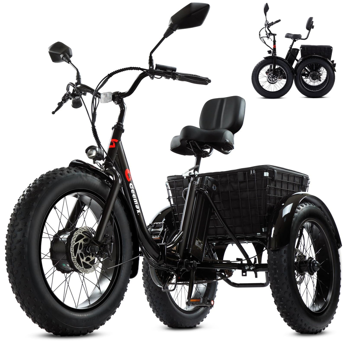Folding Electric Tricycle for Adults, 20"x4" Fat Tire, Peak 500W 36V13Ah D50931