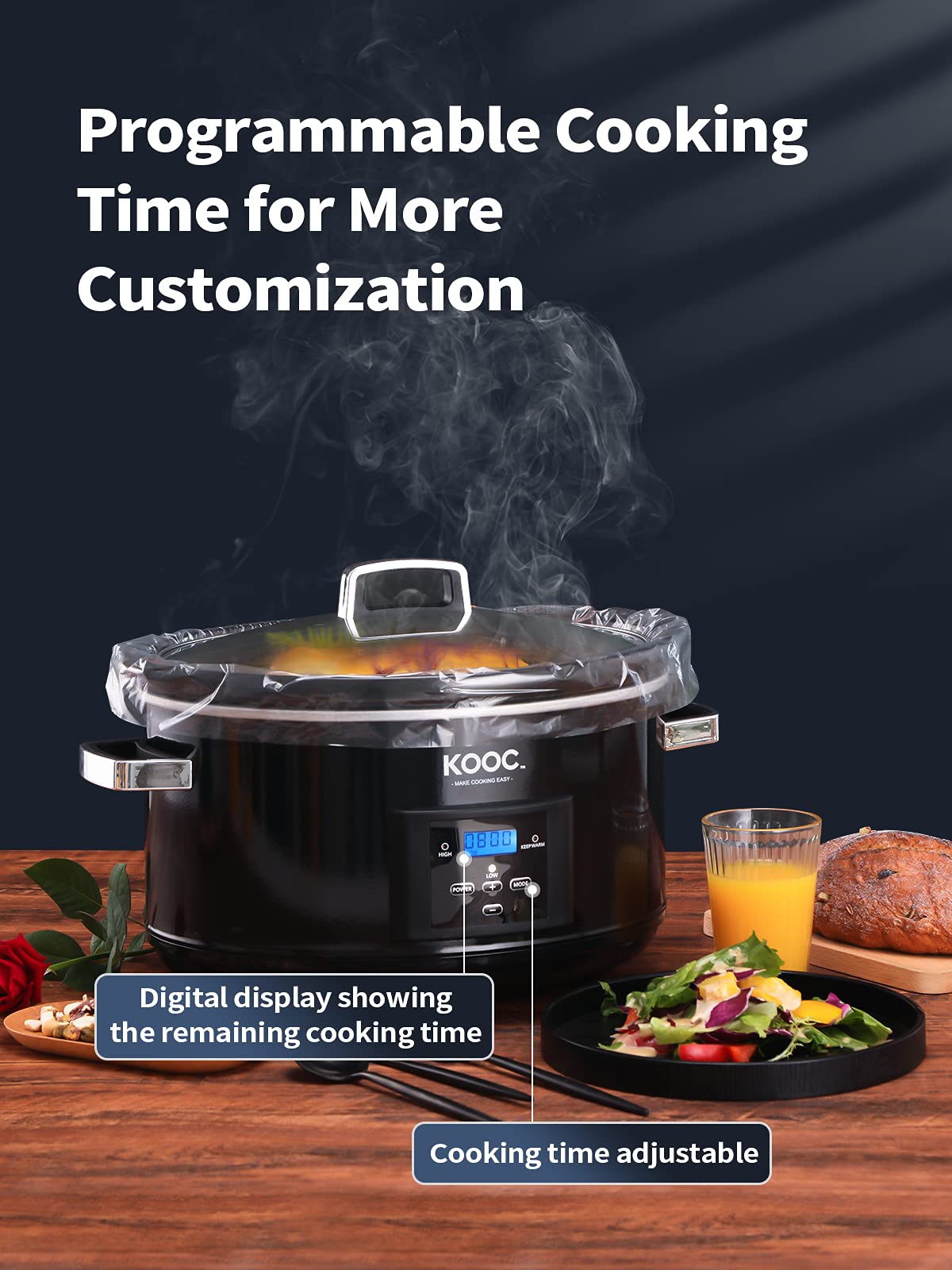 8.5-Quart Programmable Slow Cooker with Digital Countdown Timer, Black, Oval Q25447