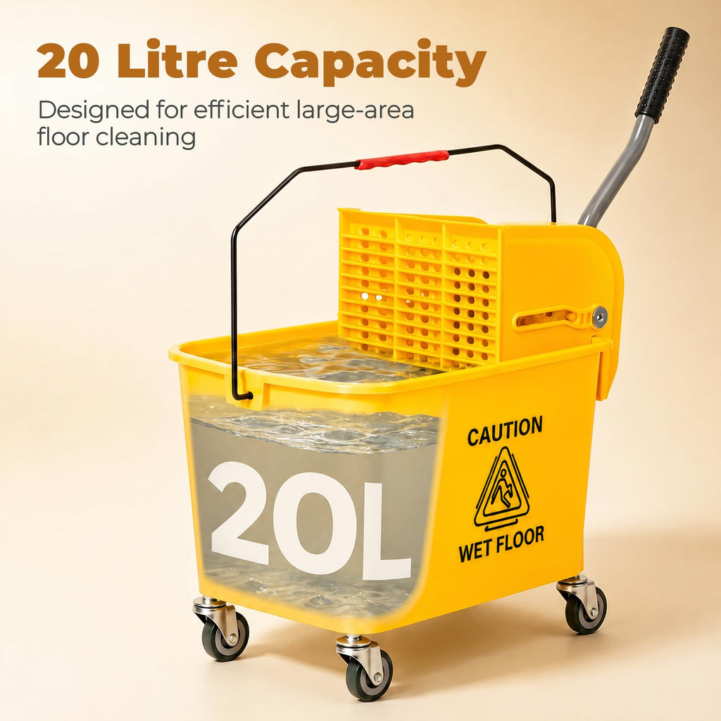 Yellow 21 Quart Mop Bucket with Wheels M1053