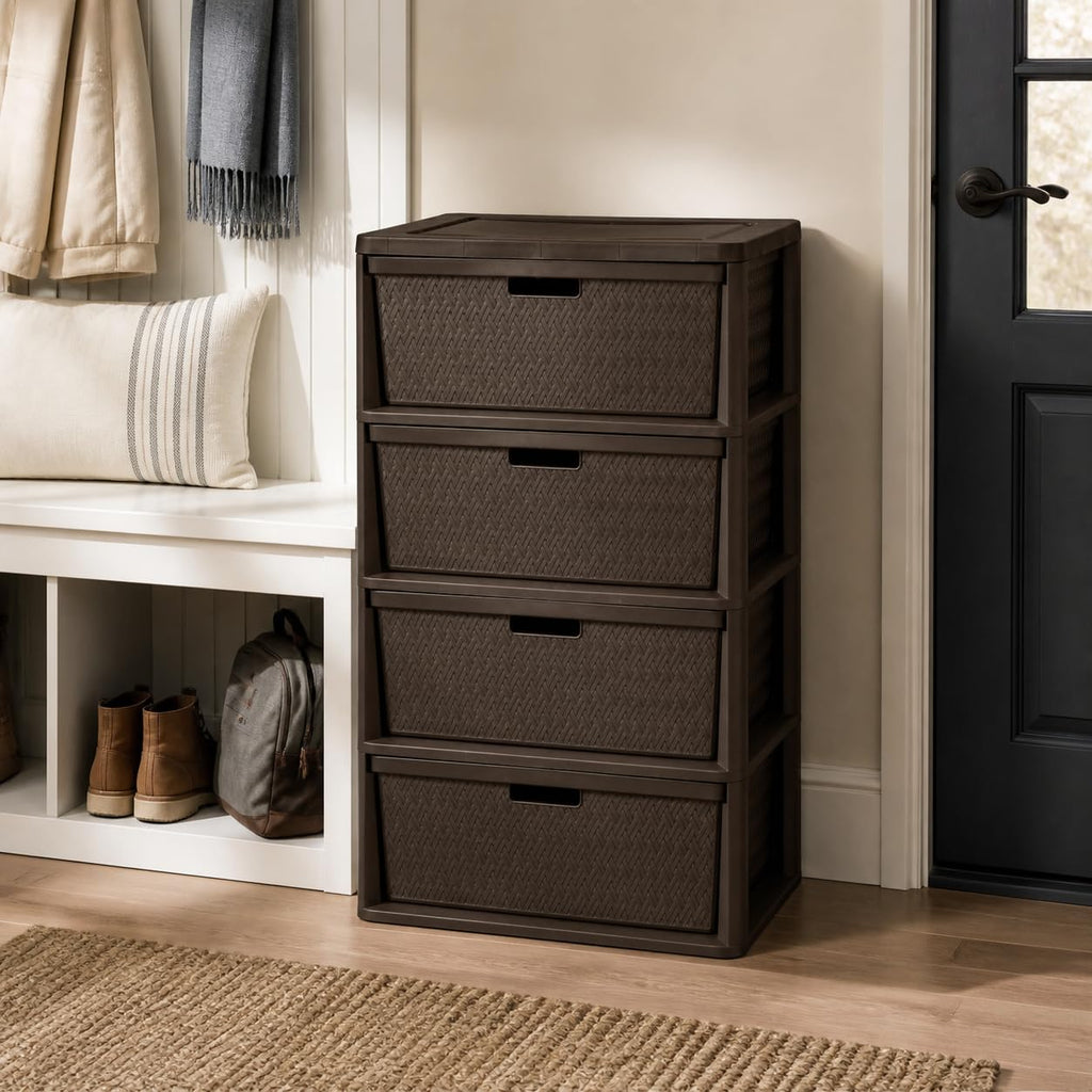 Brown 4 Drawer Plastic Storage Organizer W10192