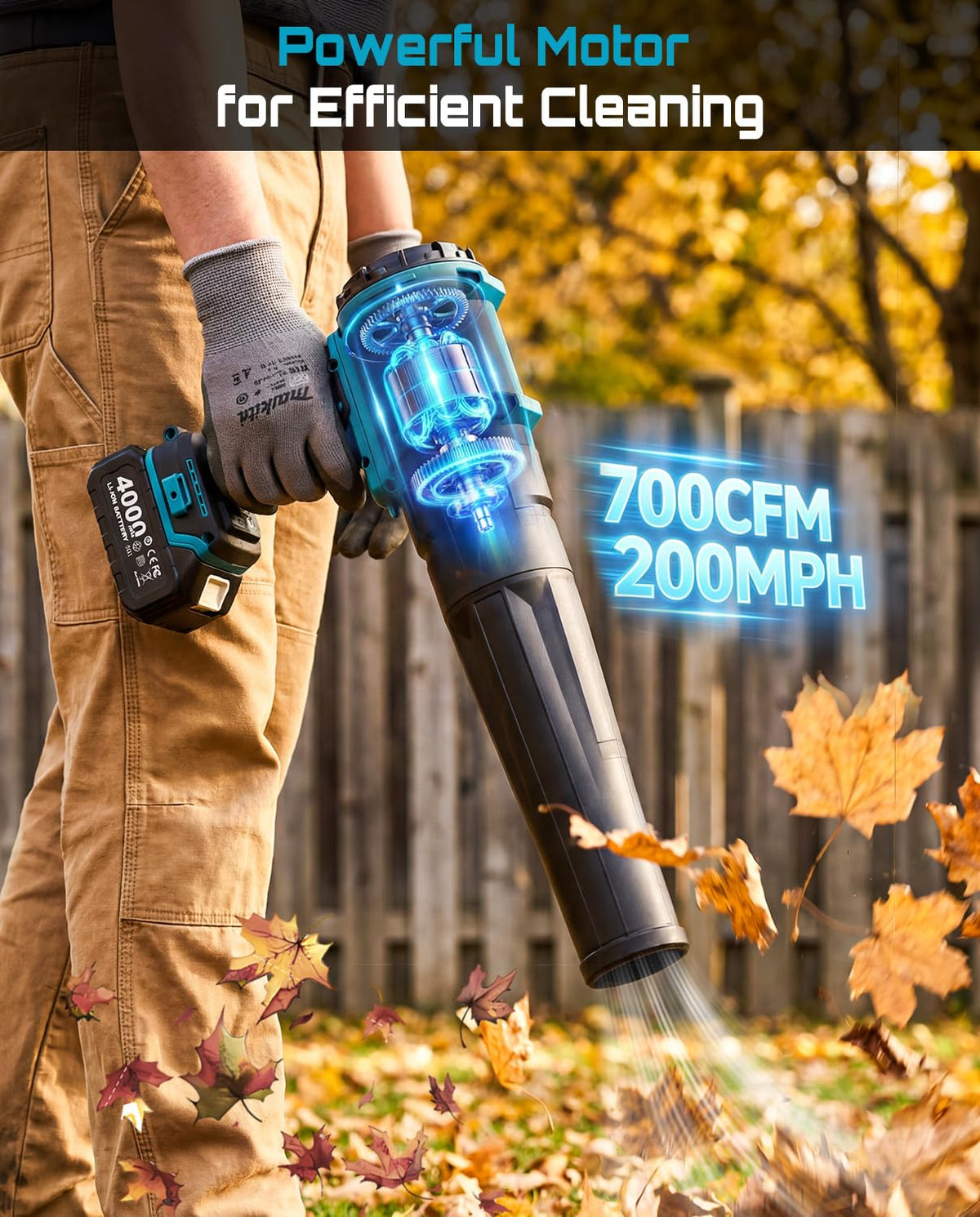 Cordless Leaf Blower 700CFM/200MPH Q549