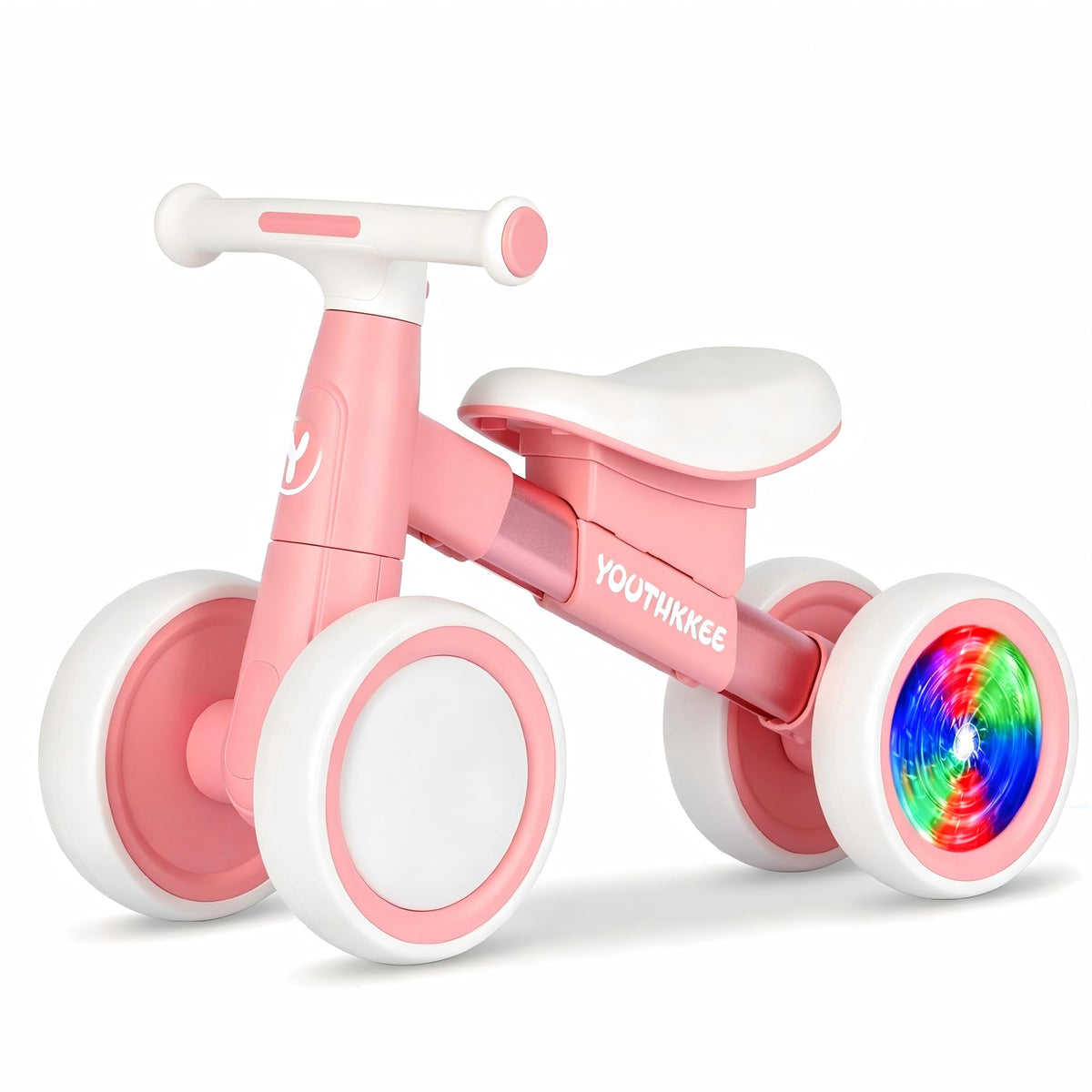 Baby Balance Bike for 1-2 Year Old Toddlers, 4-Wheel with Colorful Light V380
