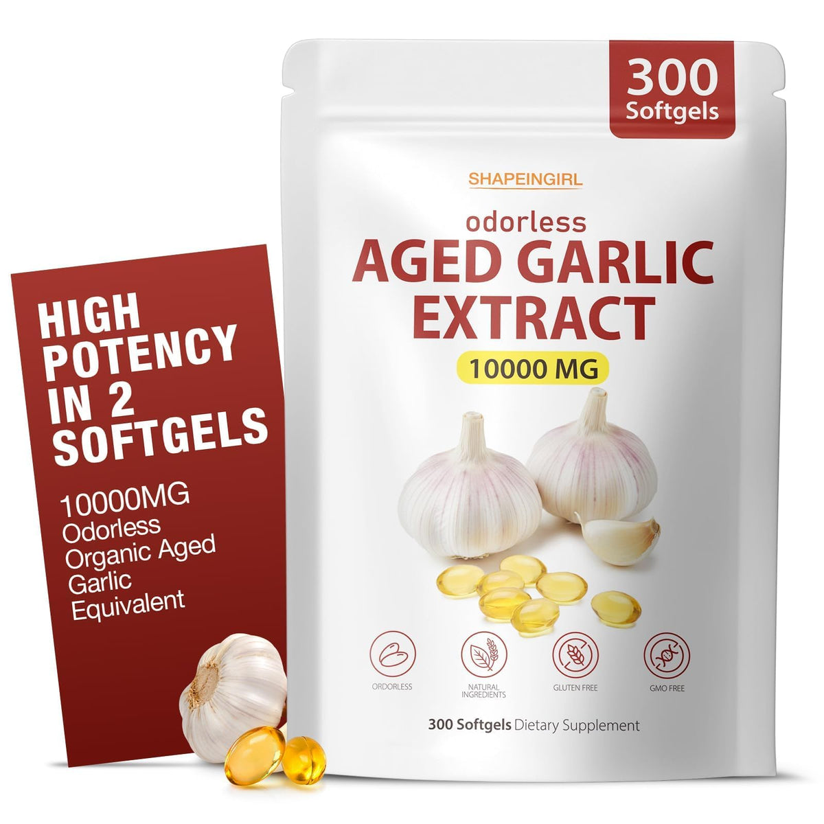 Garlic Extract Supplements, 300 Softgels Y8835