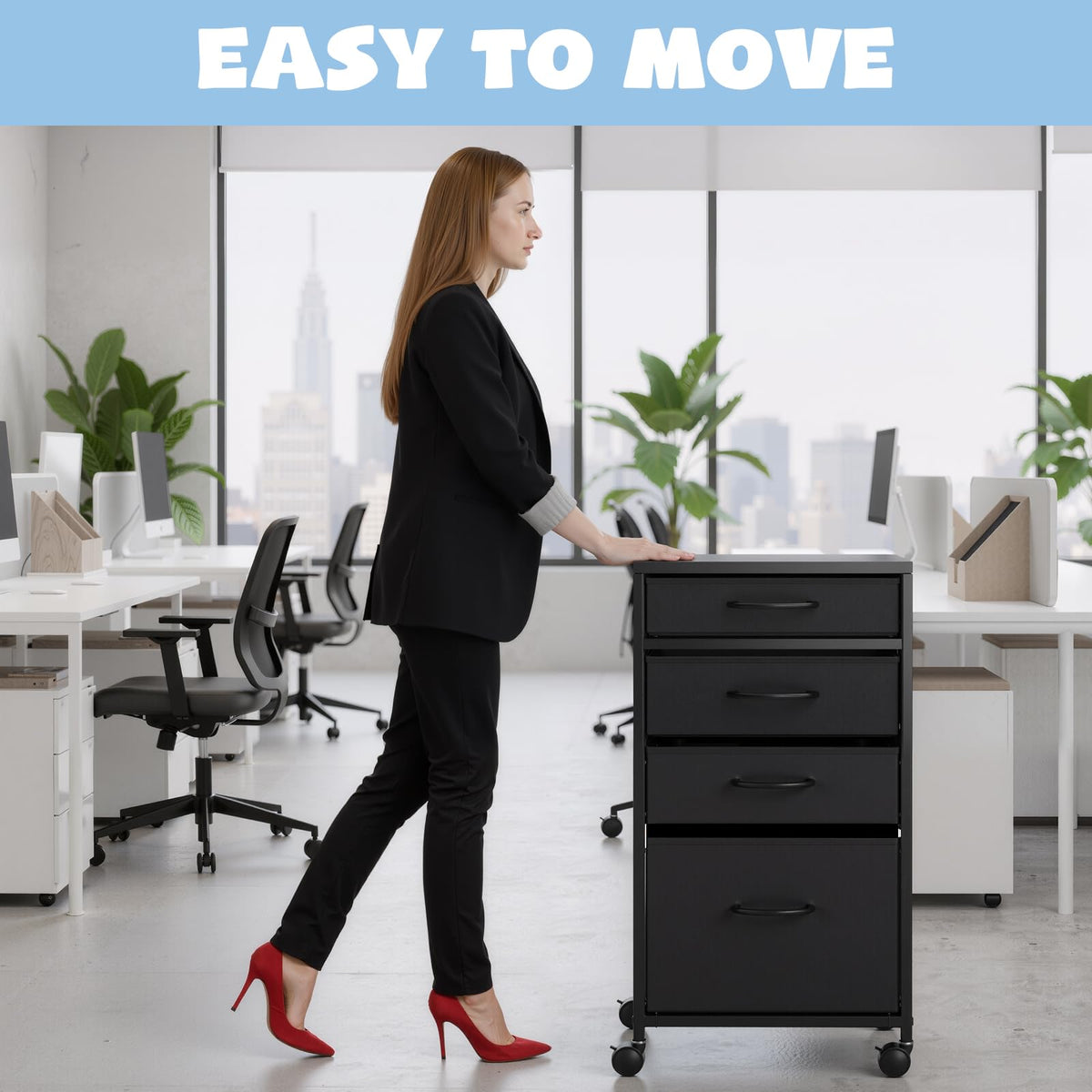 4 Drawer Rolling File Cabinet with Wheels C6354