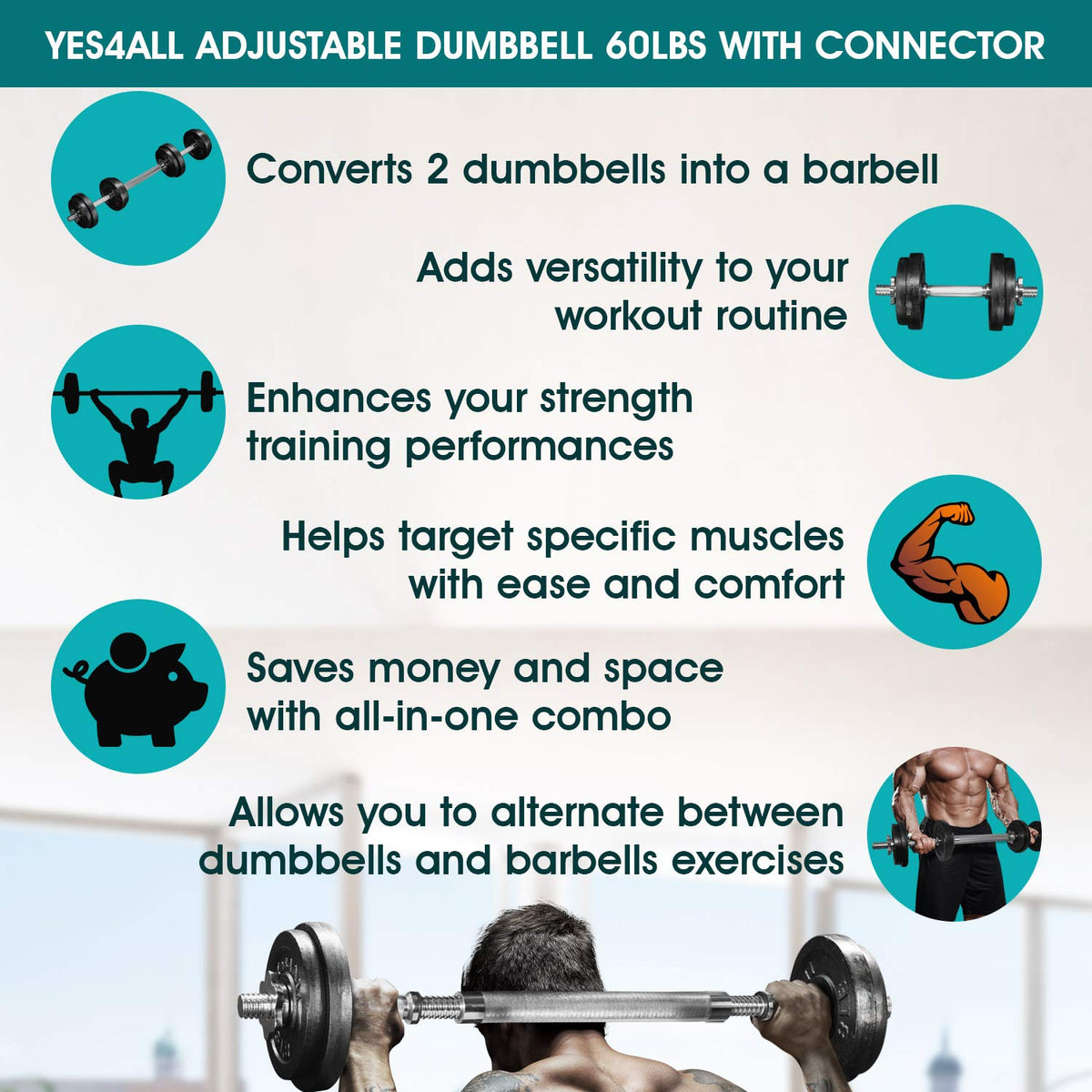 Adjustable Weights Dumbbells Set E635087