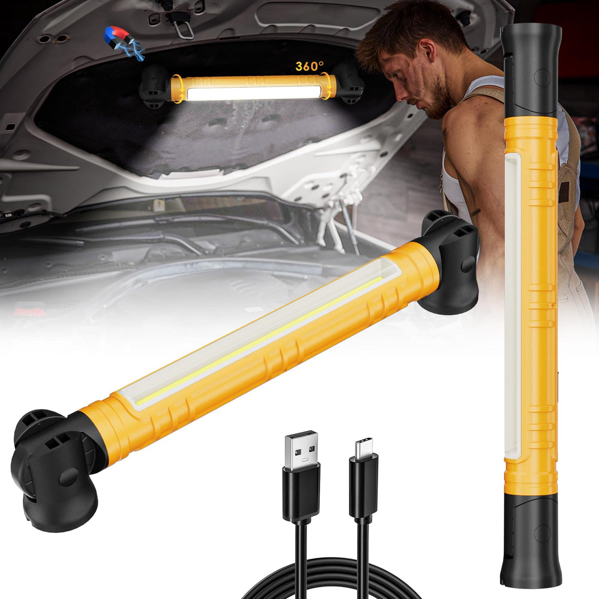 3000LM Rechargeable LED Work Light with Hooks Q26701