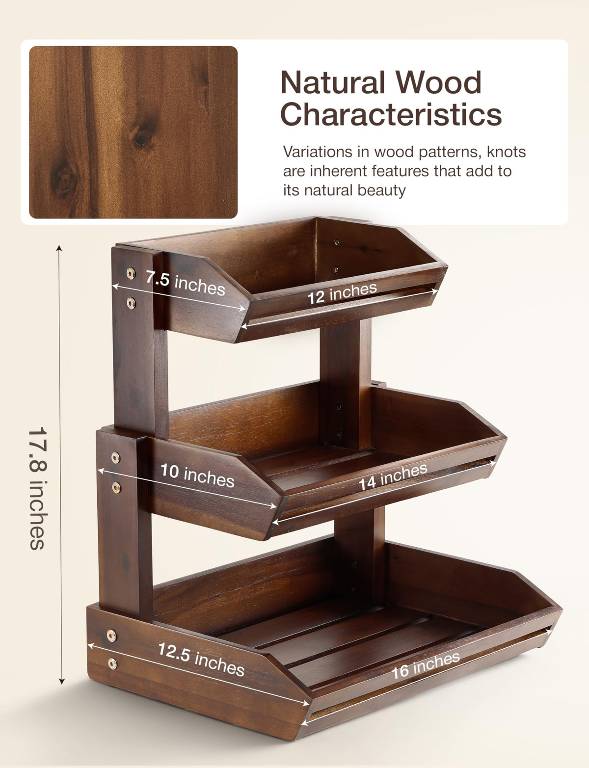 Acacia 3 Tier Fruit Basket F96595