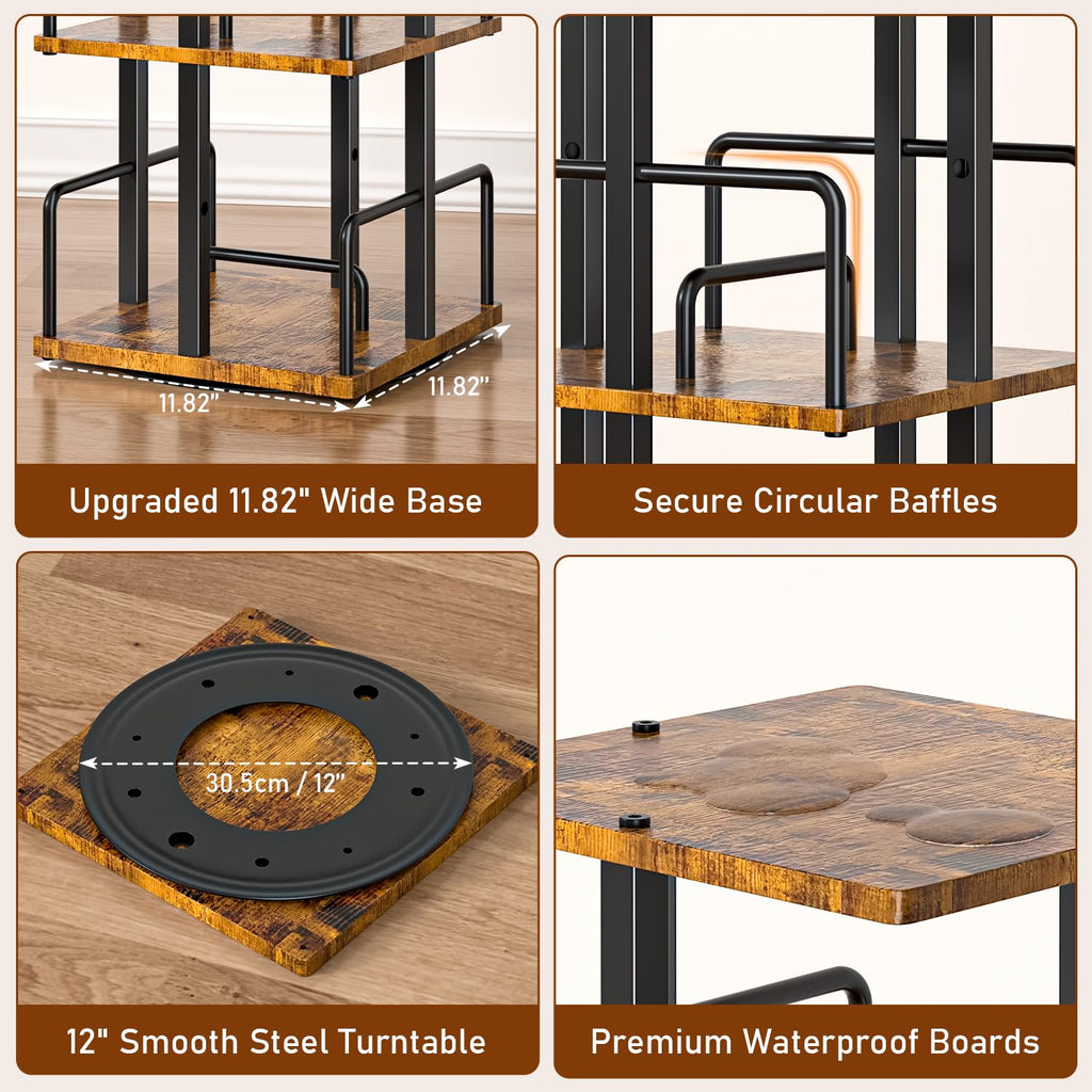 5-Tier Rotating Bookshelf with Metal Guardrails Z59080