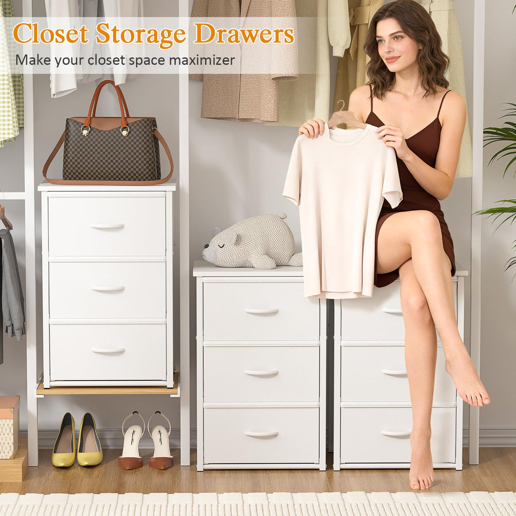 White 3 Drawer Stackable Storage Drawers A1123