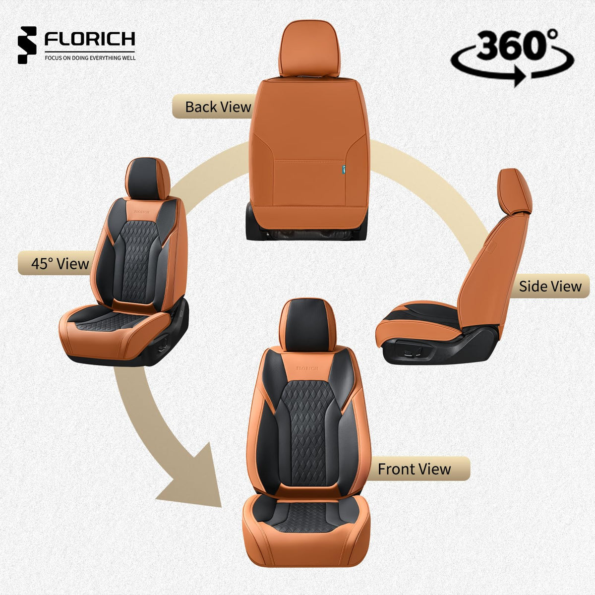 Nappa Leather Car Seat Covers Full Set F54615
