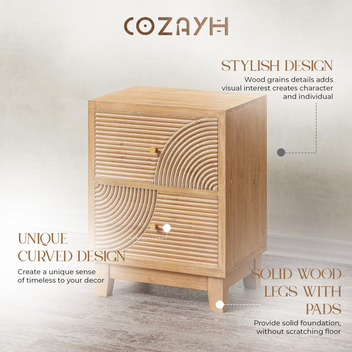2 Drawer Wood Nightstand G207764