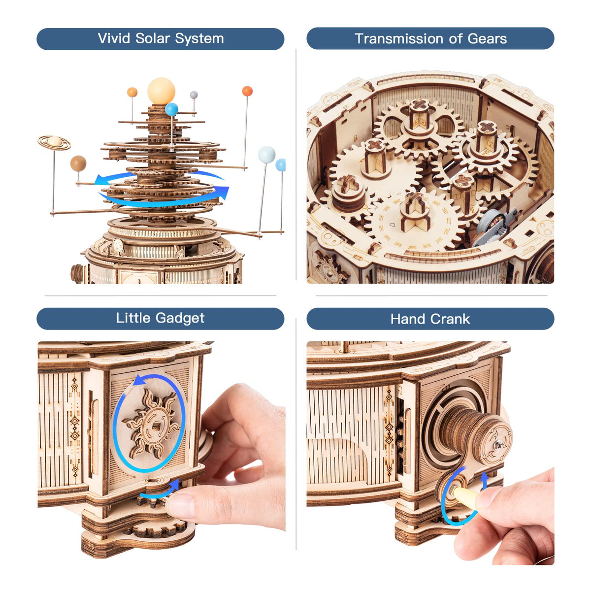 3D Wooden Puzzle Mechanical Building Set 8 Orbiting Planets E20045