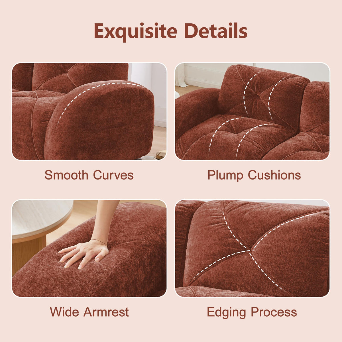 L-Shaped Velvet Sofa with Ottoman L5161