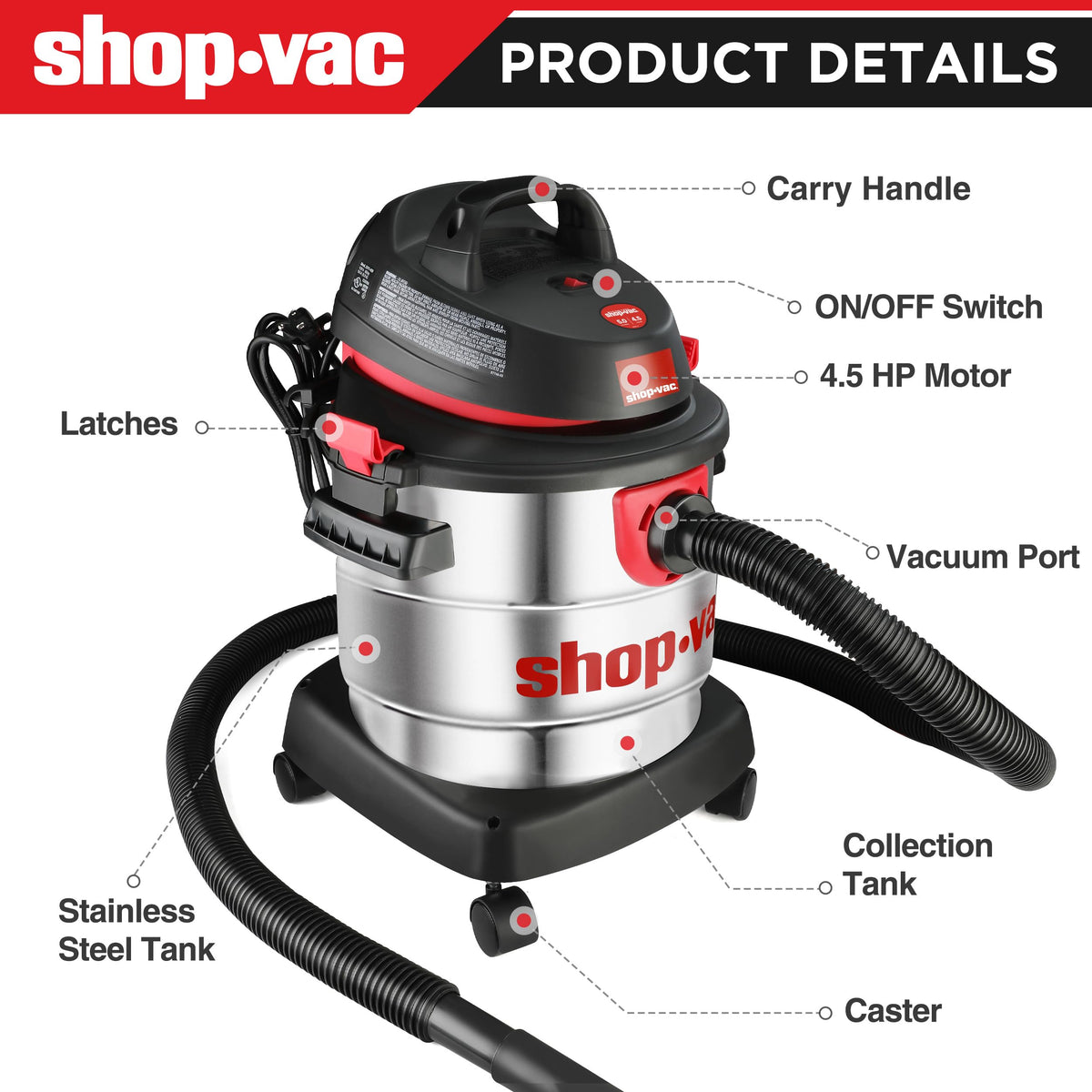 5 Gallon Stainless Wet/Dry Vac Blower V55327