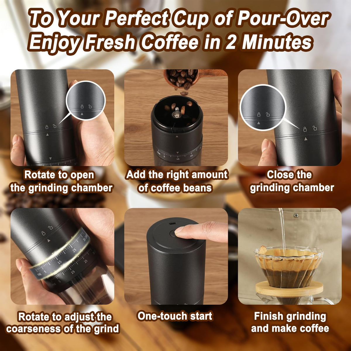 Portable Electric Coffee Burr Grinder O488