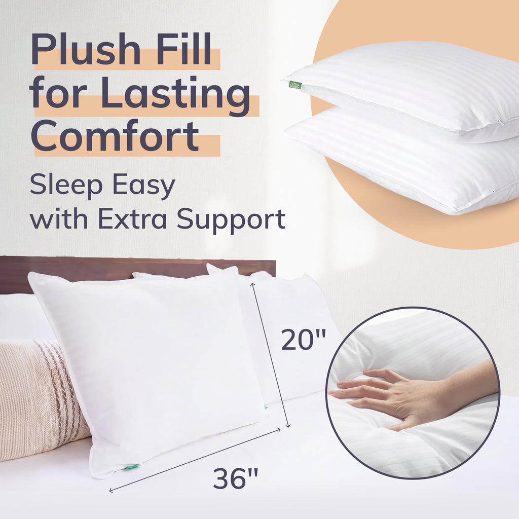 King Size Bed Pillows Set of 2 Cooling Down Alternative X7444