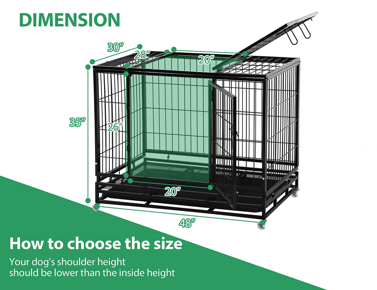 48'' Heavy Duty Metal Dog Crate with Wheels W1669
