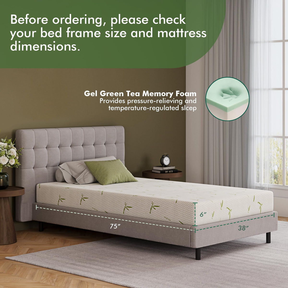 6 Inch Twin Gel Memory Foam Mattress V47690