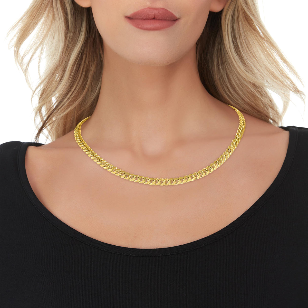 10k Yellow Gold 6mm Cuban Link Chain Necklace A833