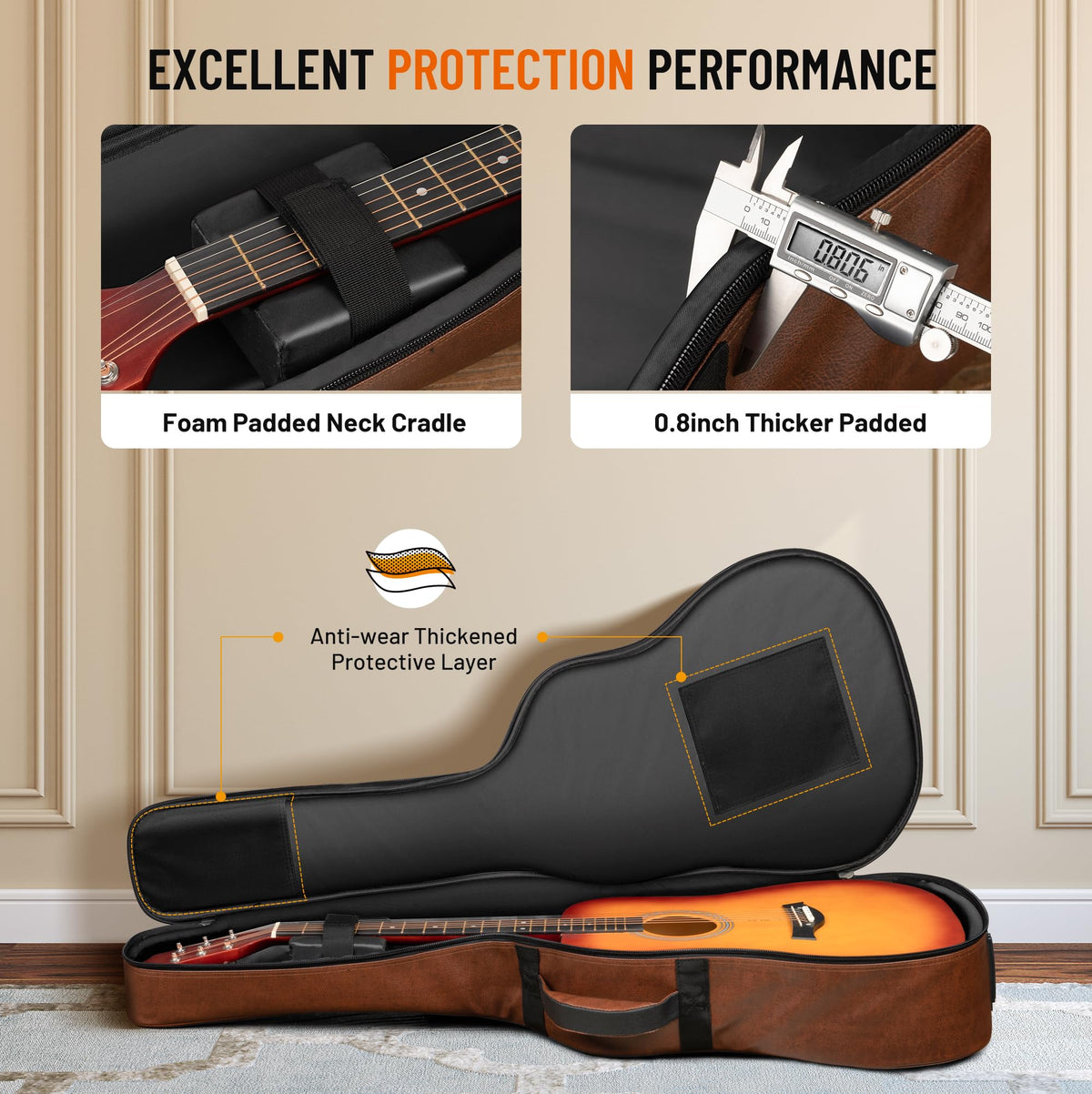 0.8in Thick Padding Waterproof Acoustic Guitar Case A75320
