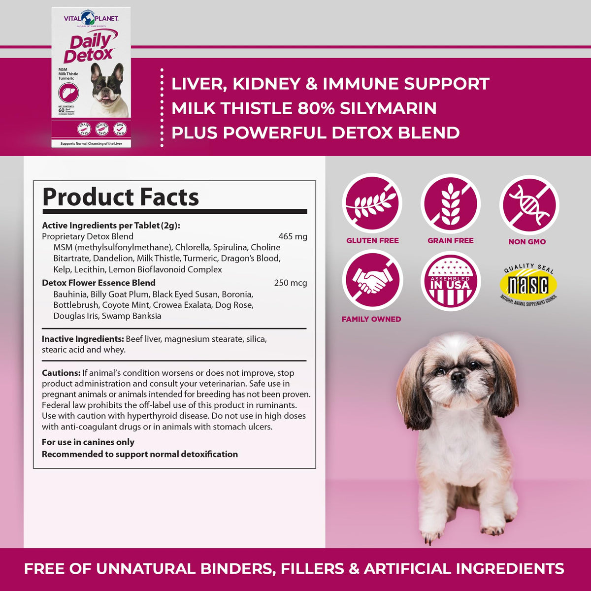 60 Beef Flavored Chewable Tablets with MSM, Milk Thistle, Spirulina, and Turmeric J21471