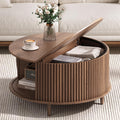 Round Coffee Table with Storage, 31.5", Walnut C717
