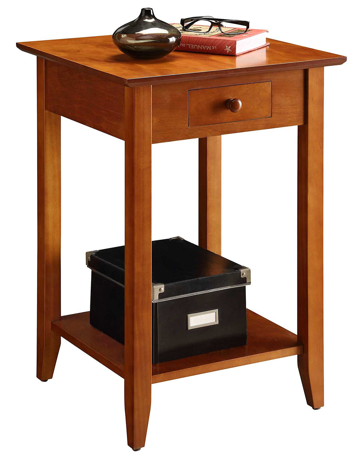 Cherry End Table with Drawer and Shelf G40311