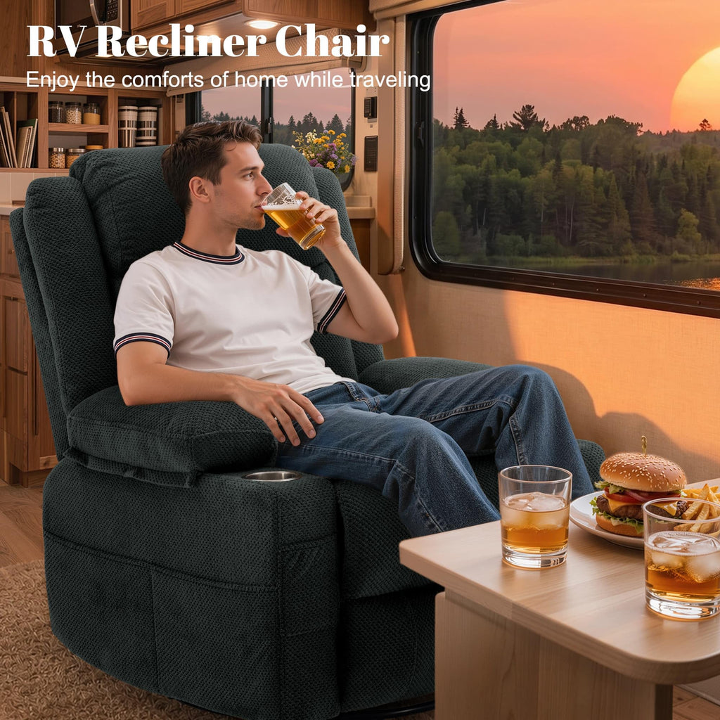 Gray Swivel Rocker Recliner with Massage & Heat C121409
