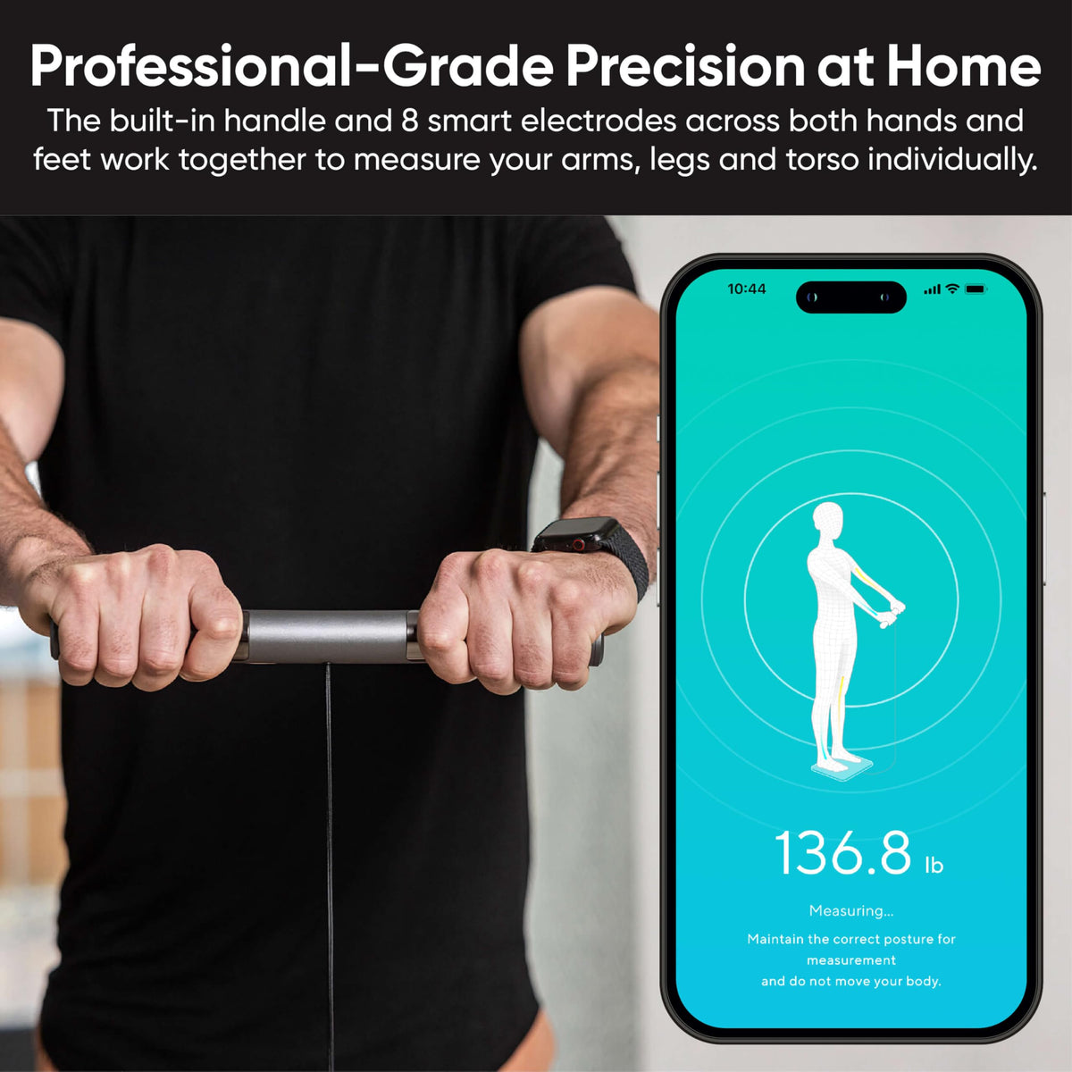 Wi-Fi & Bluetooth Body Composition Scale with Handle, 400 lbs, Black N916