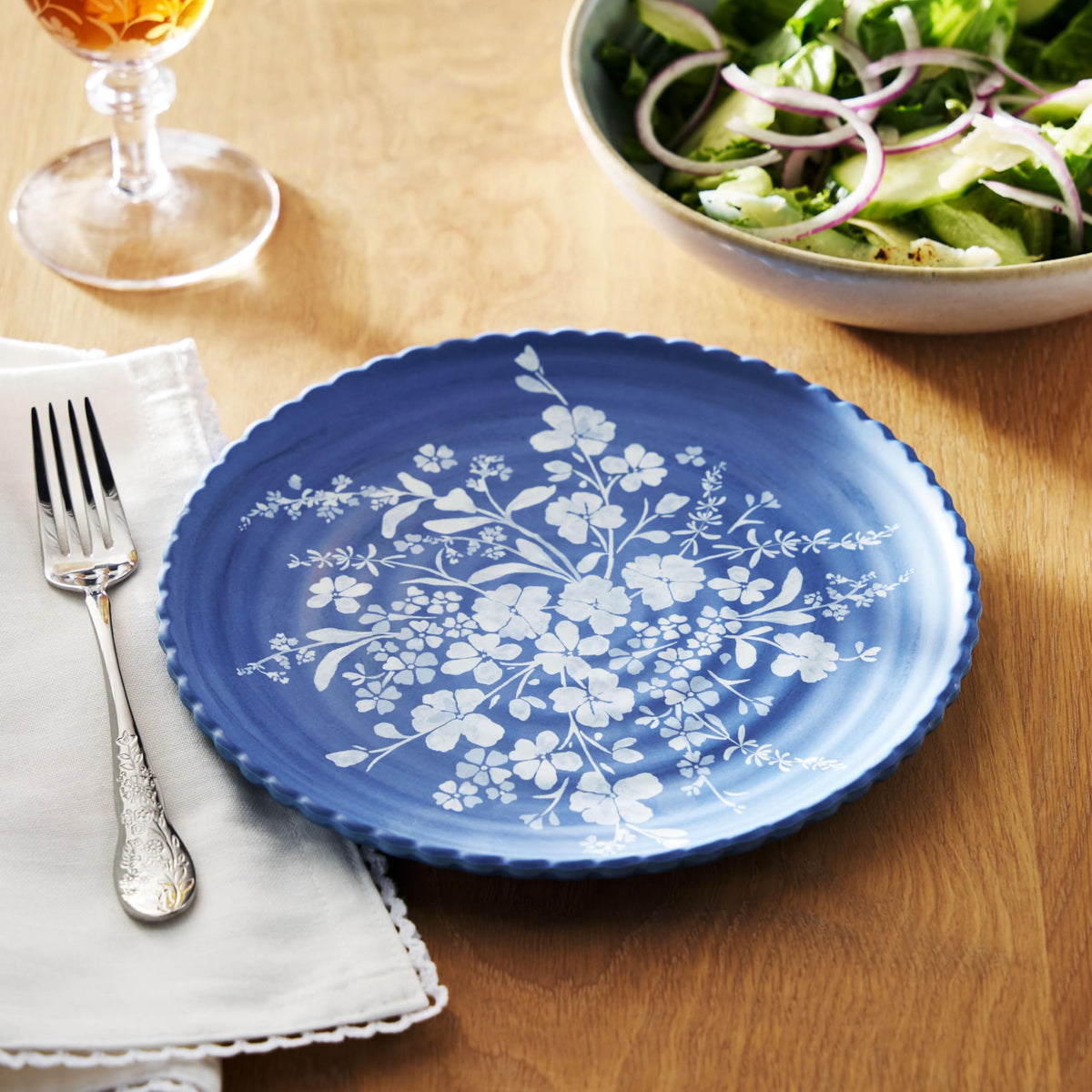 12 Piece Blue Bamboo Melamine Dinnerware Set Y787