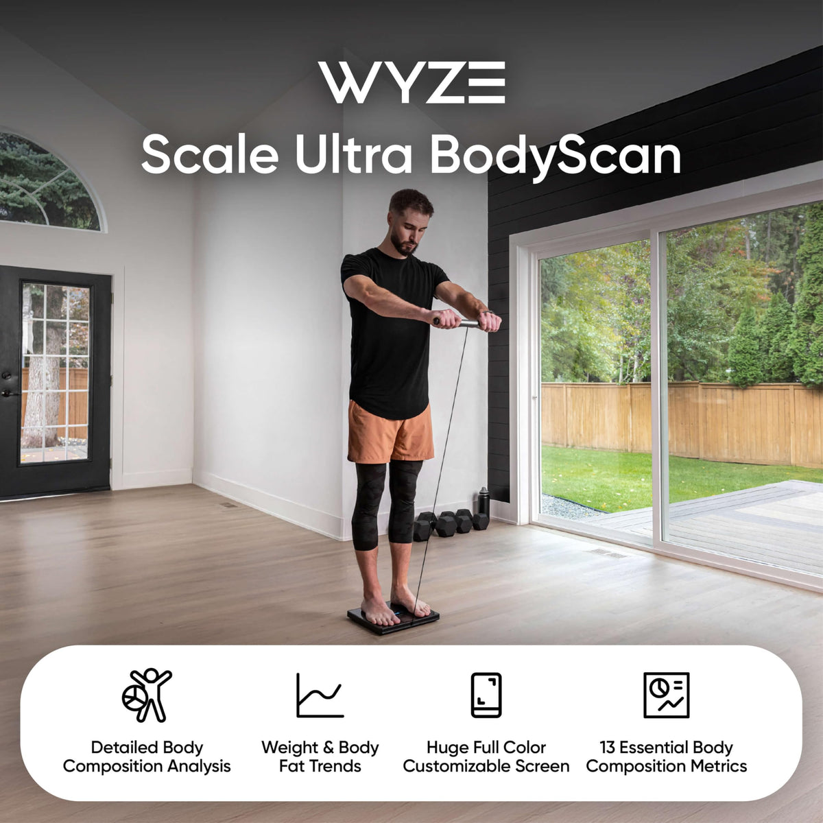 Wi-Fi & Bluetooth Body Composition Scale with Handle, 400 lbs, Black N916