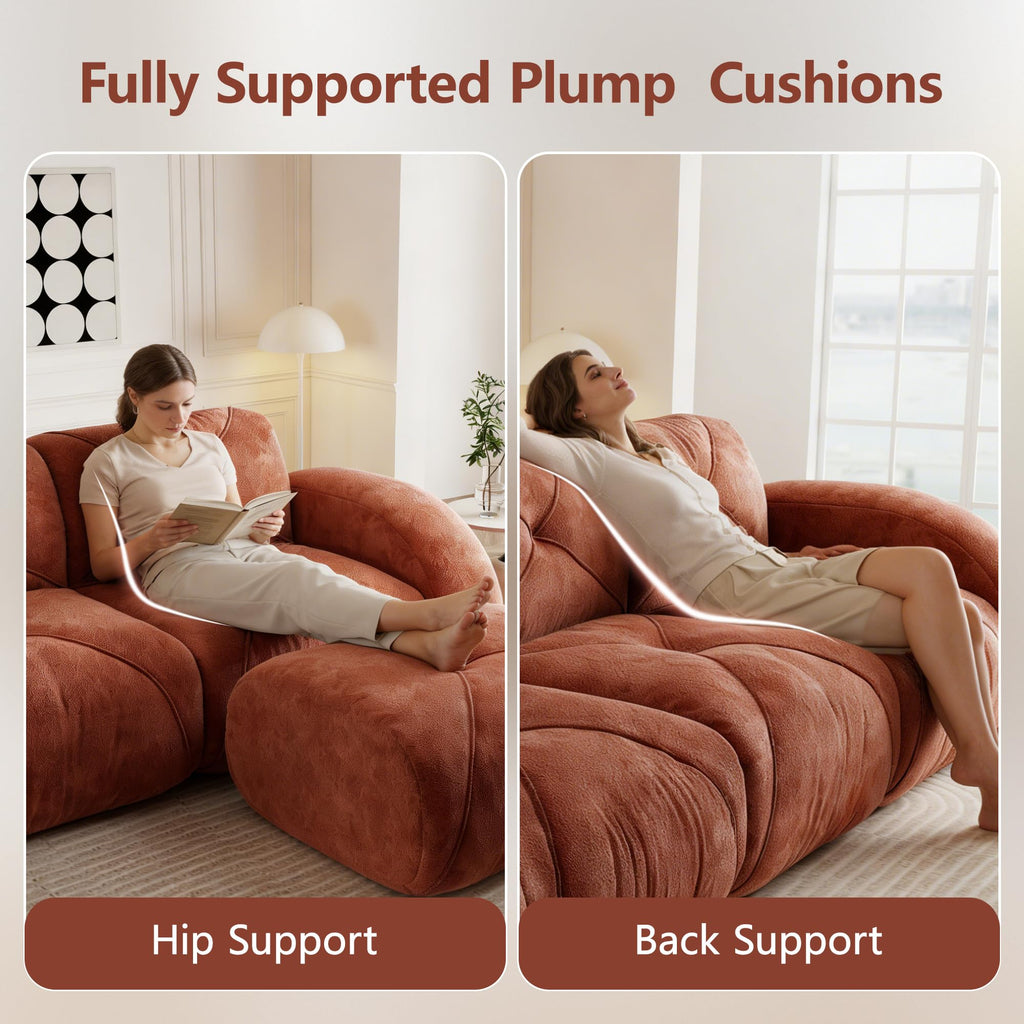 L-Shaped Velvet Sofa with Ottoman L5161
