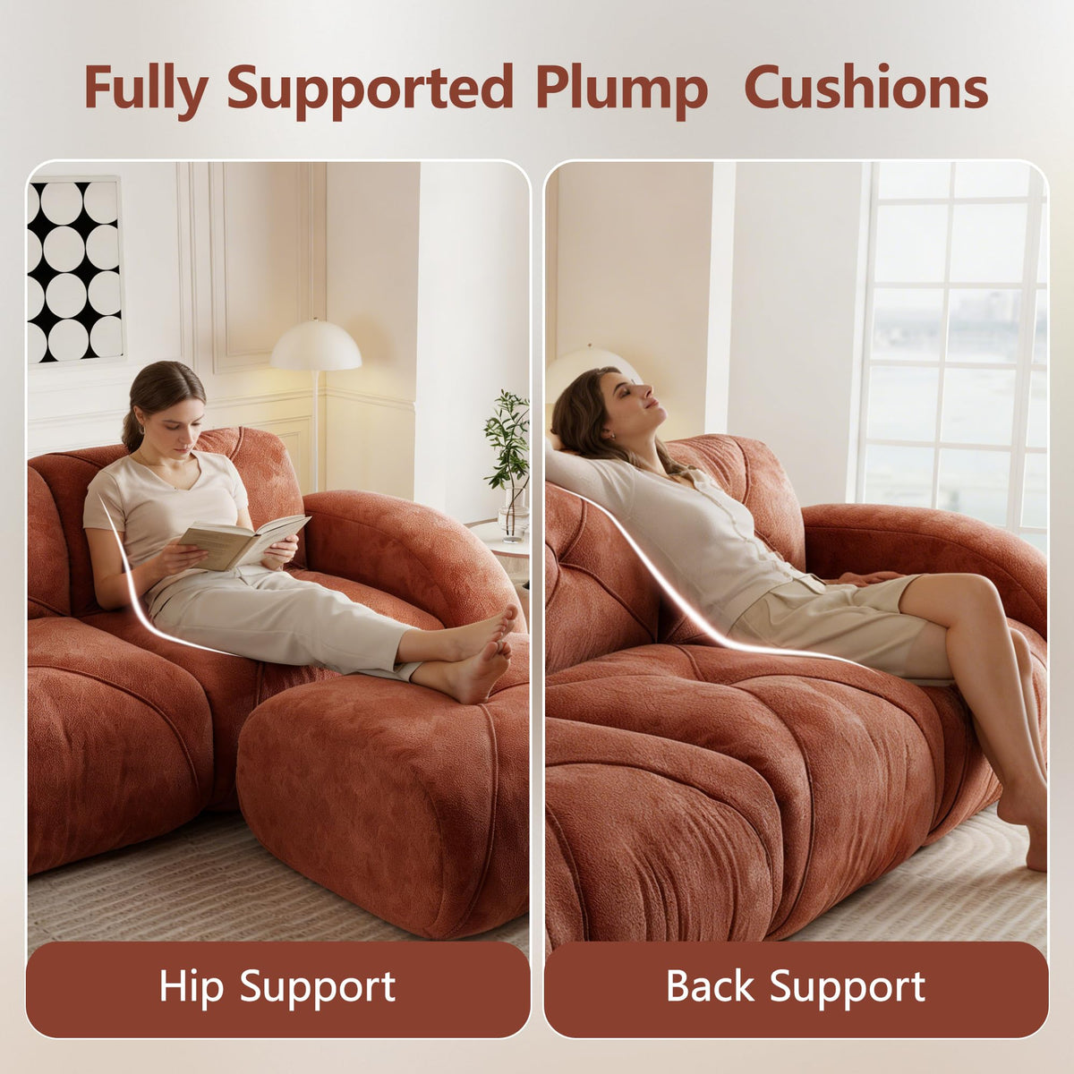 L-Shaped Velvet Sofa with Ottoman L5161