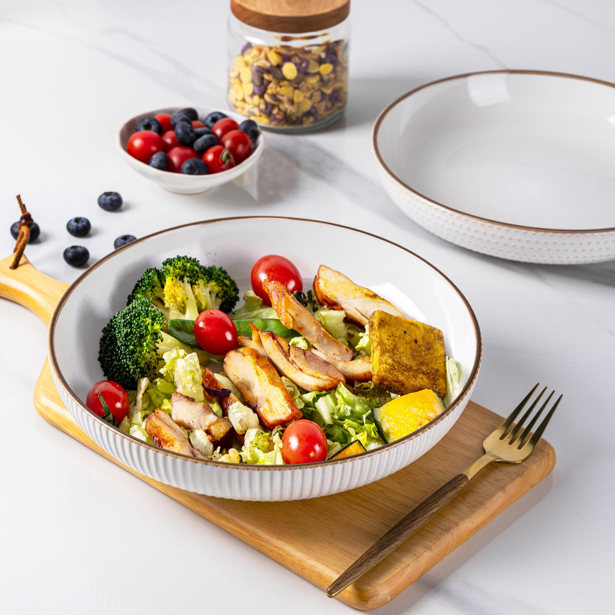 9.5'' 42 Ounce Stoneware Ceramic Pasta Bowls Set of 4 Y624