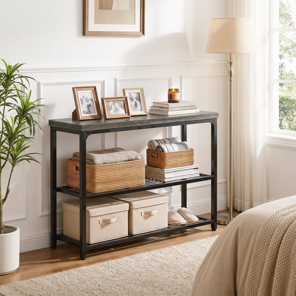 32" 3-Tier Oak Grey Console Table U783717