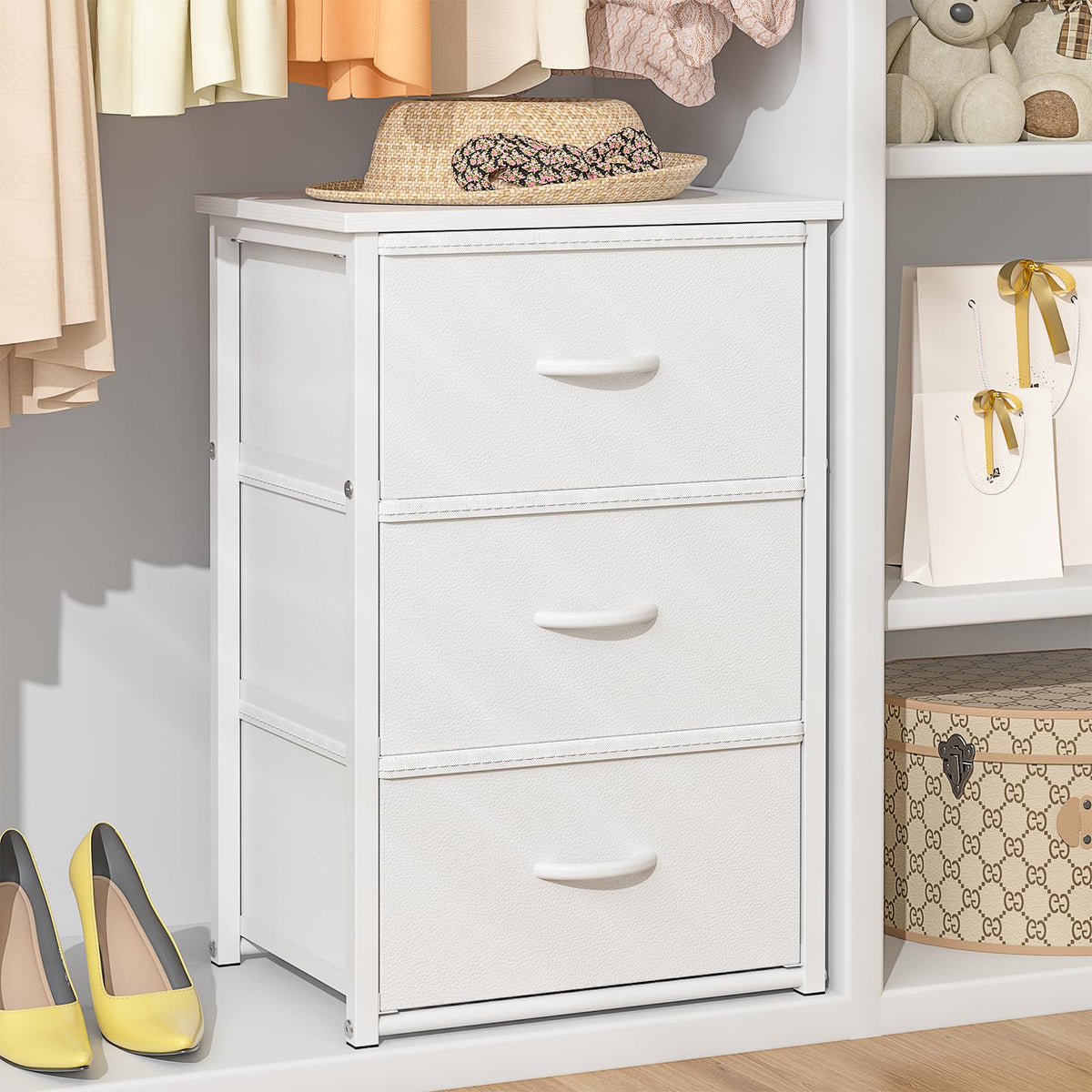 White 3 Drawer Stackable Storage Drawers A1123