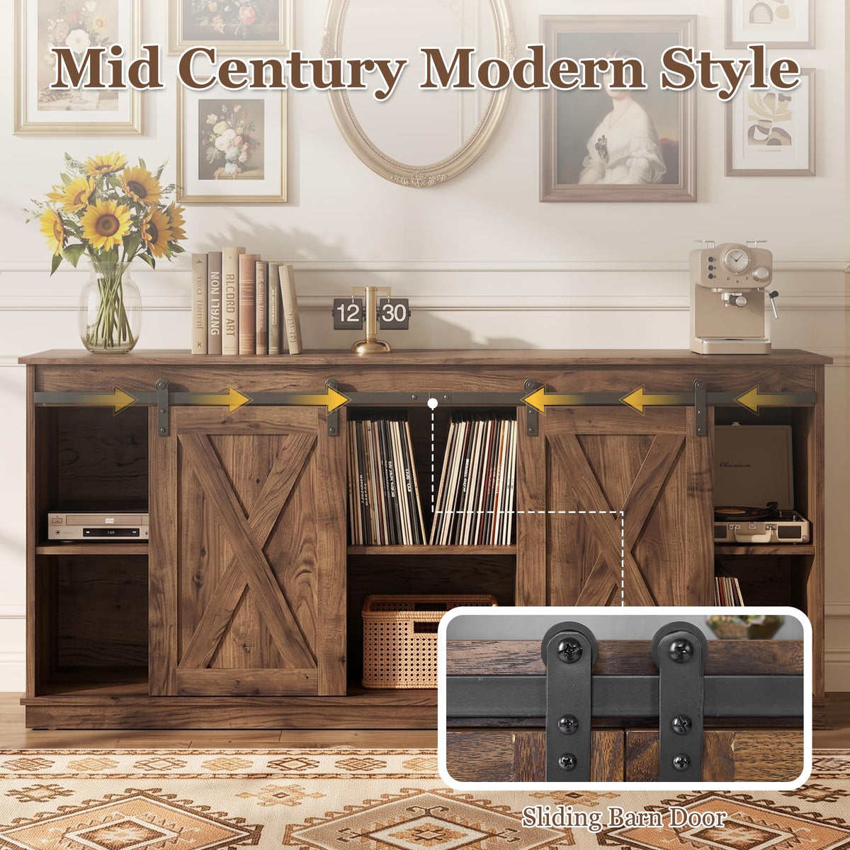 65 Inch Rustic Brown Farmhouse TV Stand R9483